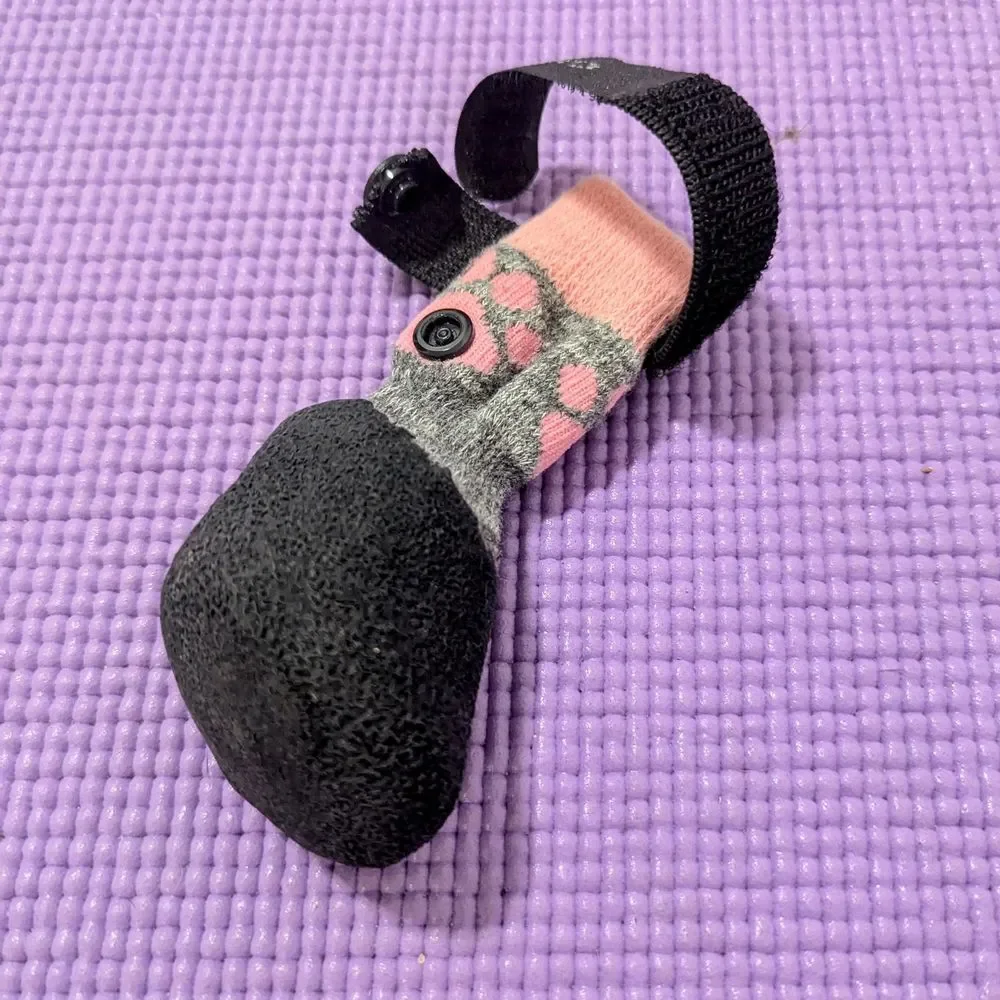 Pink & Gray Anti-slip Dog Socks & Paw Stickers Bundle XS/S